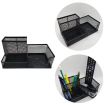 Porta Caneta Treco Organizador de Mesa de Escritório Multiuso 3 Divisórias Metal Aramado - TOP RIO