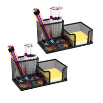 Porta-canetas Byjoph Mesh Metal Pencil Cup com notas adesivas pretas