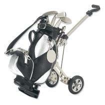 Porta Canetas Carrinho de Golfe Goldia 3 Canetas Preto Prata Porta Canetas Carrinho de Golfe Goldia 3 Canetas Preto Prata