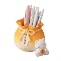 Porta-canetas Creative Resin Cartoon Lucky Cat Design