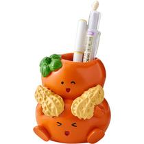 Porta-canetas Creative Resin Orange Cartoon com decoração de amendoim Porta-canetas Creative Resin Orange Cartoon com decoração de amendoim