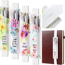 Porta-canetas Critin, faixa elástica ajustável, couro PU, 20 x 4 cm