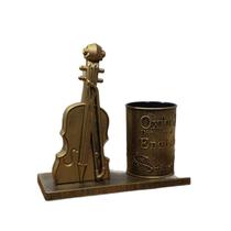 Porta-canetas de plástico com tema de violino vintage 15,5 x 7 x 15,5 cm