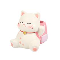 Porta-canetas de resina fofo em forma de gato, porta-lápis, decoração de mesa