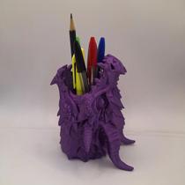 Porta Canetas E Lápis Dragão Metalizado Roxo Medieval V1 Porta Canetas E Lápis Dragão Metalizado Roxo Medieval V1