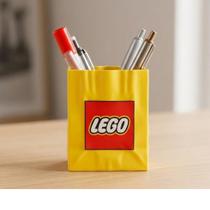Porta-Canetas Estilo LEGO Saco de Papel 10 cm Organizador de Mesa Criativo Impressão 3D