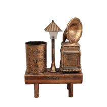 Porta-canetas, gramofone retrô vintage com mini abajur