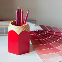 Porta Canetas, Lápis Hexágono Vermelho Porta Canetas, Lápis Hexágono Vermelho