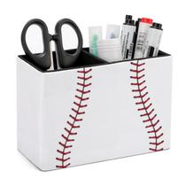 Porta-canetas Niapessel com estampa de bola de beisebol em couro PU