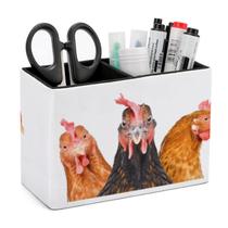 Porta-canetas Niapessel Funny Three Chickens em couro estampado