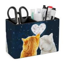 Porta-canetas Niapessel Loving Couple of Cats estampado em couro