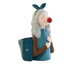 Porta-canetas Nordic Bubble Girl Porta-lápis de resina decorativo