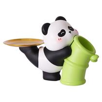 Porta-canetas Panda Resin Pote para canetas com banheira de bambu Porta-canetas Panda Resin Pote para canetas com banheira de bambu