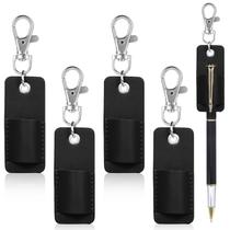Porta-canetas para cordão AOZUO Portátil de Couro PU, 4 peças pretas
