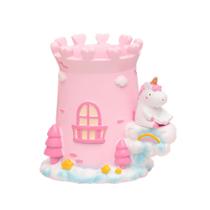 Porta-canetas Unicorn Castle Resin Pink em forma de coração 16cm