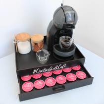 Porta Capsula Bandeja Decorativa Cantinho do Café Preta Organizador Dolce Gusto MDF