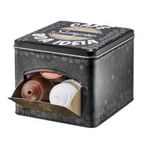 Porta Cápsulas Café Metal Quadrado Estampado Black 14,5X13Cm