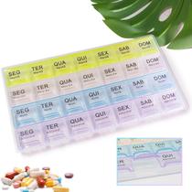 Porta Cápsulas Comprimidos Diario Semanal Mensal 28 Cavidades Caixa Pílulas Organizador Separador