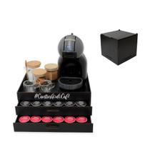 Porta Cápsulas Dolce Gusto Bandeja Decorativa Cantinho Café Mdf Preto Caixa Chá Caixinha Presente