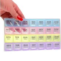 Porta Cápsulas e Suplementos Semanal Organizador Diário Manhã Tarde Noite Compacto e Portátil
