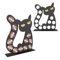 Porta Cápsulas Três Corações MDF Formato Gato Organizador Decorativo
