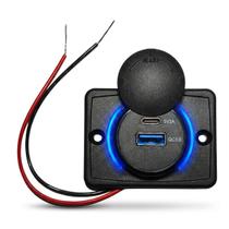 Porta Carregador Duplo Usb Qc 3.0 Pd 12v 24v Tomada Veicular Turbo Para Carro Moto Barco E Caminhão