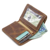 Porta Cartão Carteira Masculina Slim Couro Compacta Visor Para Documentos