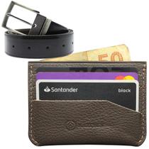 Porta Cartão Carteira Pequena Couro Legítimo Slim Compacta + Cinto Masculino Ajustável Porta Cartão Carteira Pequena Couro Legítimo Slim Compacta + Cinto Masculino Ajustável