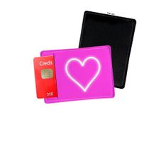 Porta Cartão de Credito Coração Neon Rosa - Personalize do seu jeito