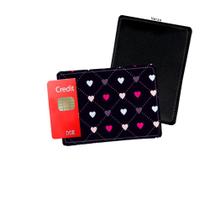 Porta Cartão de Credito Coração Preto Rosa Branco - Personalize do seu jeito