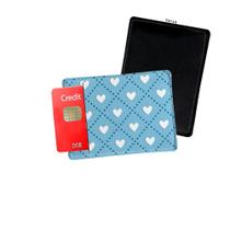 Porta Cartão de Credito Corações Traço Azul - Personalize do seu jeito