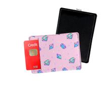 Porta Cartão de Credito Diamantes Fundo Rosa Claro