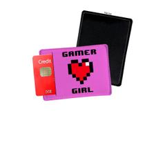 Porta Cartão de Credito Gamer Girl Coração Rosa - Personalize do seu jeito