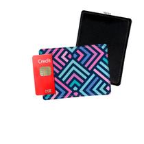 Porta Cartão de Credito Geometrico Rosa e Azul Abstrato - Personalize do seu jeito