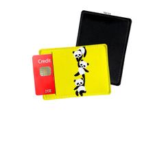Porta Cartão de Credito Pandas Fundo Amarelo Fofo - Personalize do seu jeito