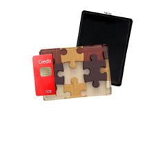 Porta Cartão de Credito Quebra Cabeça Efeito Madeira - Personalize do seu jeito