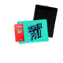 Porta Cartão de Credito Super Pai Azul Escrita - Personalize do seu jeito