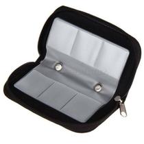 Porta Cartão de Memoria Com Ziper Preto Para 4 Cartões CF E 18 Cartões SD
