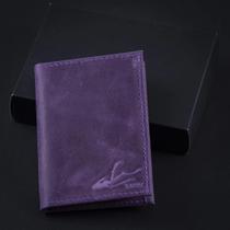 Porta Cartão Pequeno Minimalista Couro Nobre Roxo