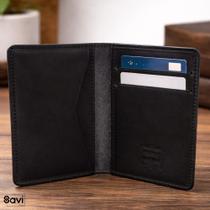 Porta Cartão Rustico Couro Legitimo Cabe Rg Carteira Slim Porta Documento Cor:Preto