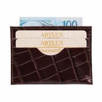 Porta Cartão Slim em Couro Croco Artlux 3010 - Porta Cartão Slim em Couro Croco Artlux 3010 -