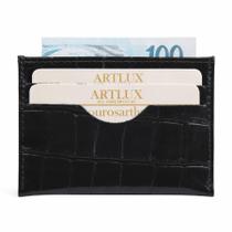Porta Cartão Slim em Couro Croco Artlux 3010 - Porta Cartão Slim em Couro Croco Artlux 3010 -