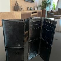 Porta cartão VRT em couro preto