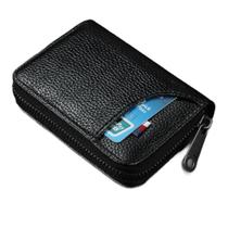 PORTA CARTÕES COURO GENUÍNO P/ CARTÃO DE CRÉDITO E DINHEIRO Cor:Preto