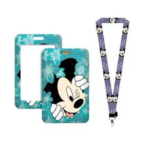 Porta-Cartões De Cordão Da Disney Minnie Mickey Para Mulheres, Alças De Pescoço, Estojo De