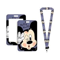Porta-Cartões De Cordão Da Disney Minnie Mickey Para Mulheres, Alças De Pescoço, Estojo De