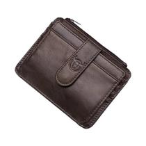 Porta-cartões De Couro Com Zíper E Bloqueio RFID Para Homens, Carteira Para Cartões De Crédito E