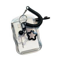 Porta-Cartões De Fotografia Kpop Em Silicone Transparente Com Chaveiro Em Forma De Estrela E Capa