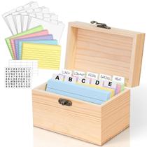 Porta-cartões de índice: caixa de receitas de madeira MOBYKE com divisórias Porta-cartões de índice: caixa de receitas de madeira MOBYKE com divisórias