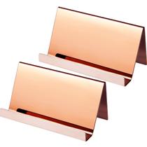Porta-cartões de visita Maxdot Stainless Steel Rose Gold, pacote com 2